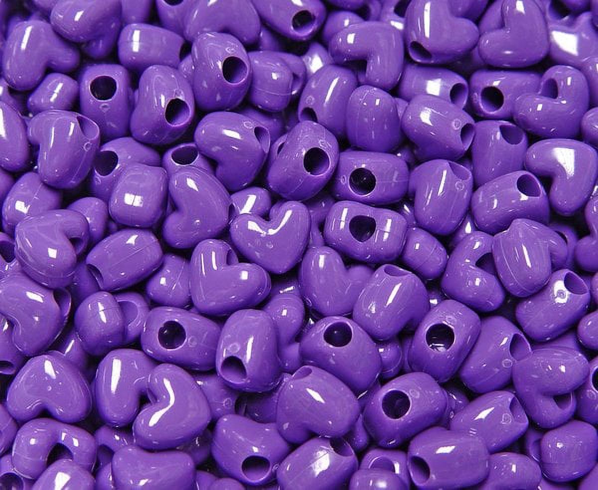 Jolly Store Crafts Grape Purple Heart Shaped Pony Beads, Made in USA